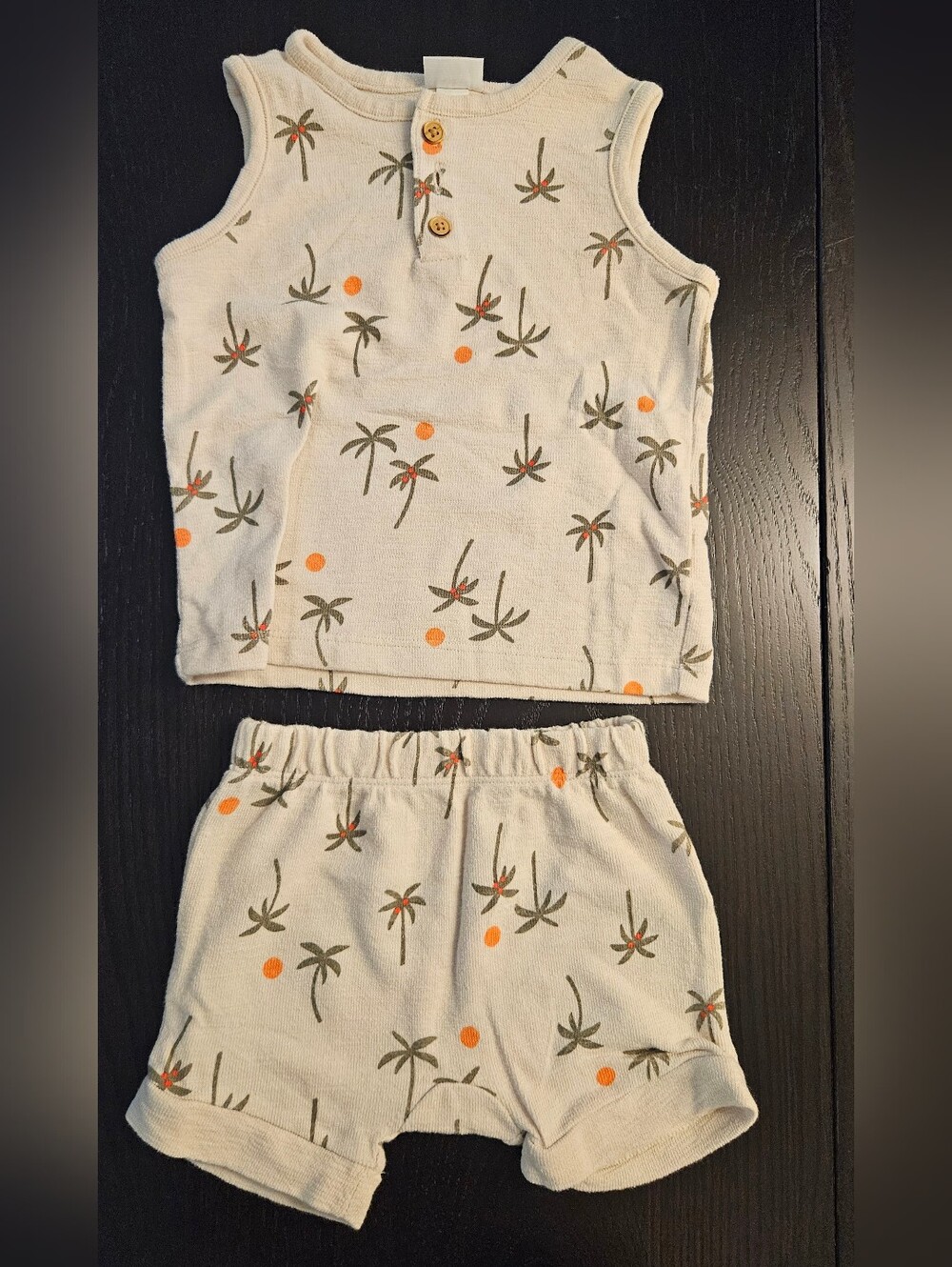 Cat & Jack Cream Tank and Shorts Pajama Set with Orange Dot & Green Palm Print